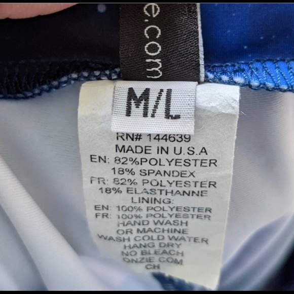 Onzie Pink & Blue Galaxy Print Leggings M/L - Picture 5 of 5